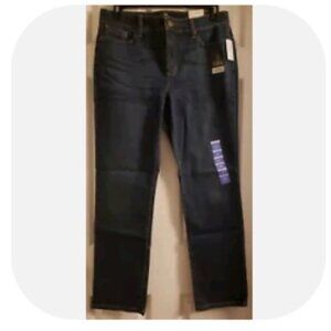 St. Johns Bay Women Size 12 Straight Leg Secretly Slender Blue Jeans Dark Wash